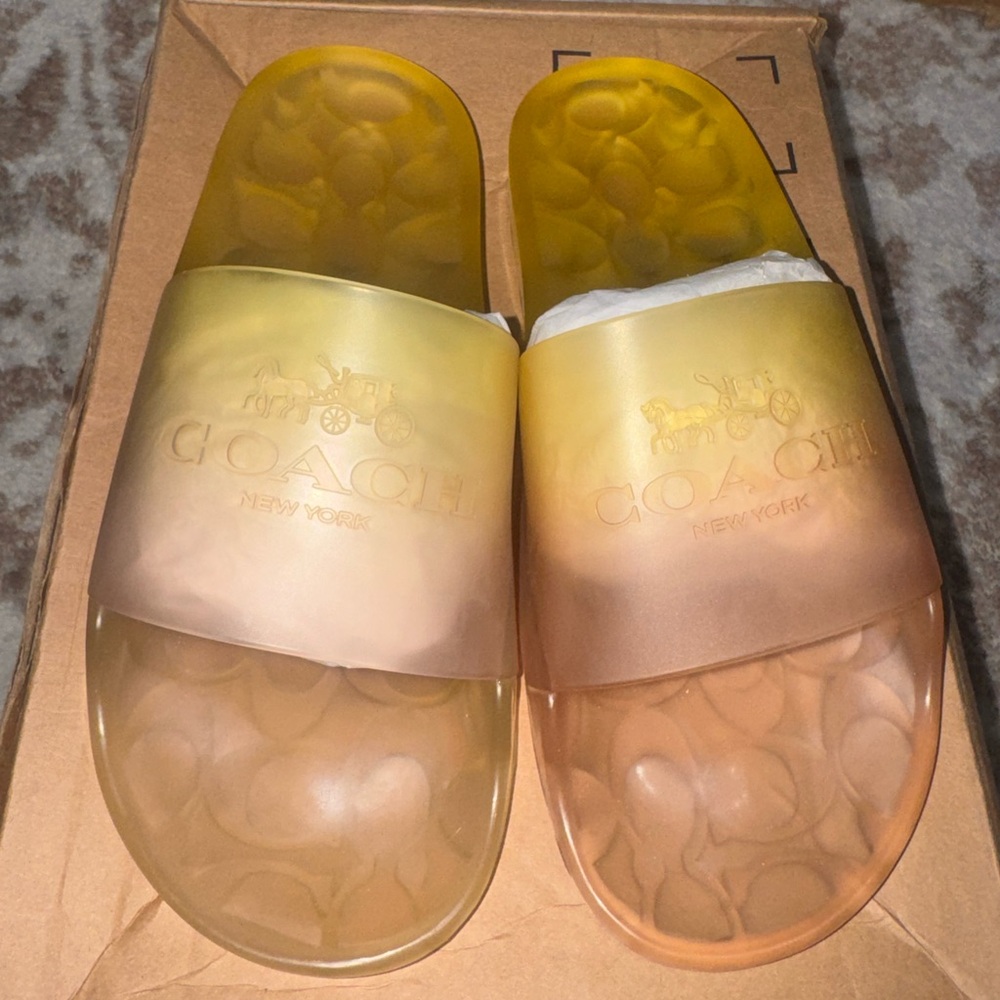 Coach Ombre Yellow and Pink Slides